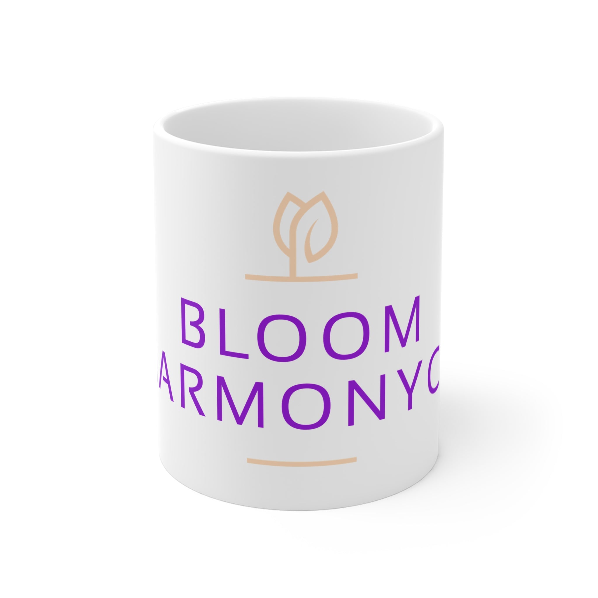 Bloom Harmony Coffee Mug — 11oz Floral Logo Ceramic Mug