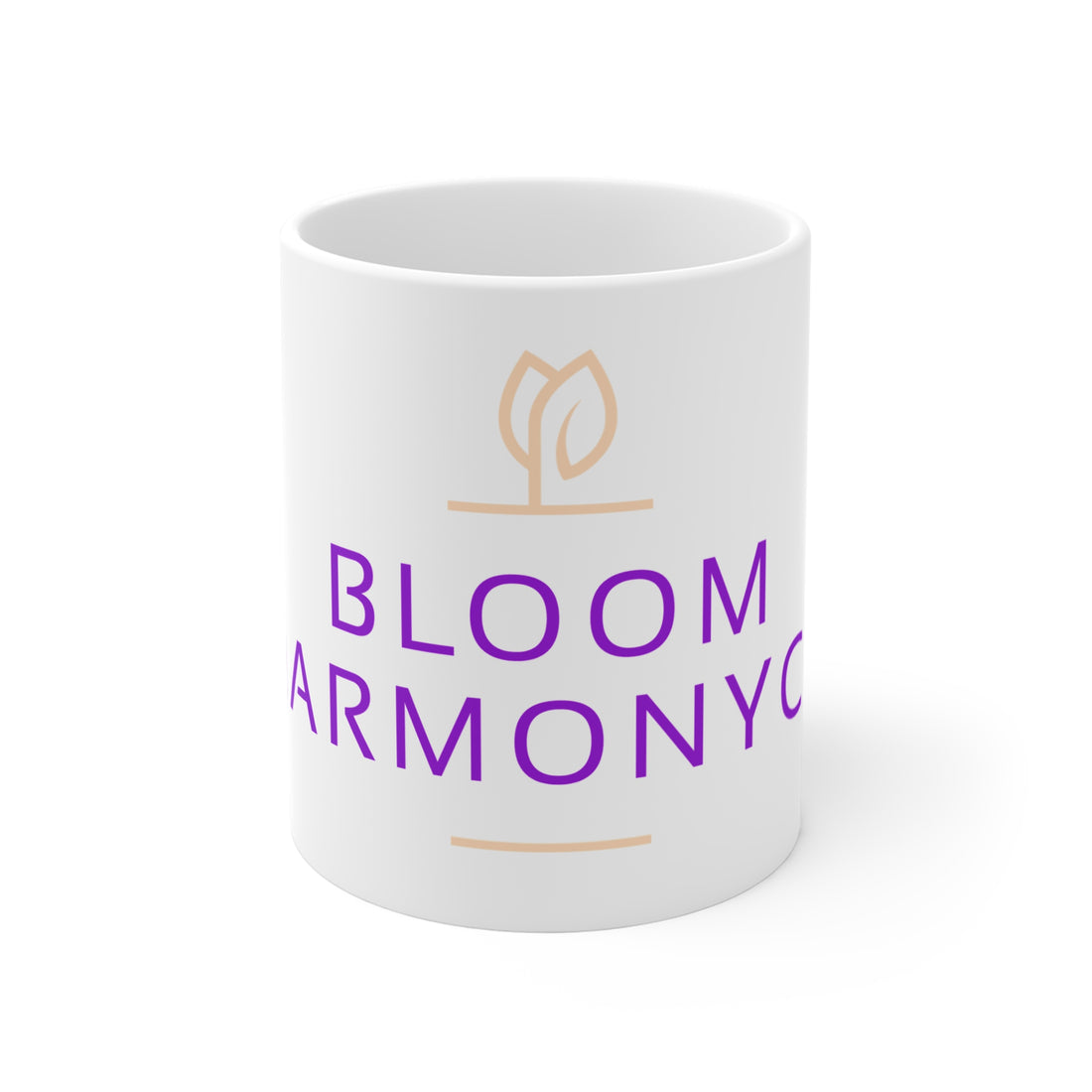 Bloom Harmony Coffee Mug — 11oz Floral Logo Ceramic Mug