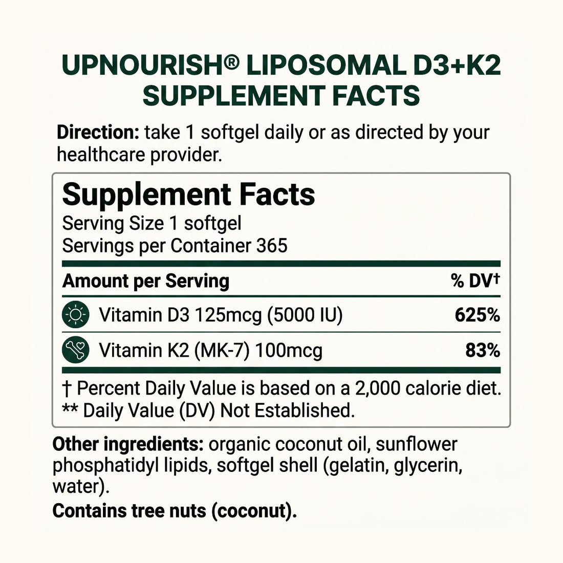 Liposomal Vitamin D3 5000IU K2 MK7 100 mcg
