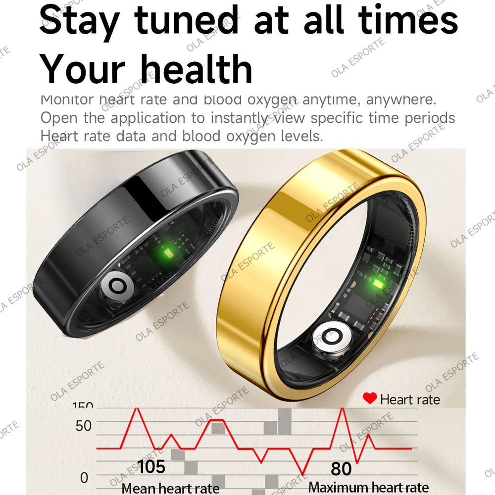 2026 Smart Ring Blood Pressure Heart Rate Sleep Monitoring Smartring IP68 & 5ATM Waterproof Multi-sport Mode Smartring Man Women