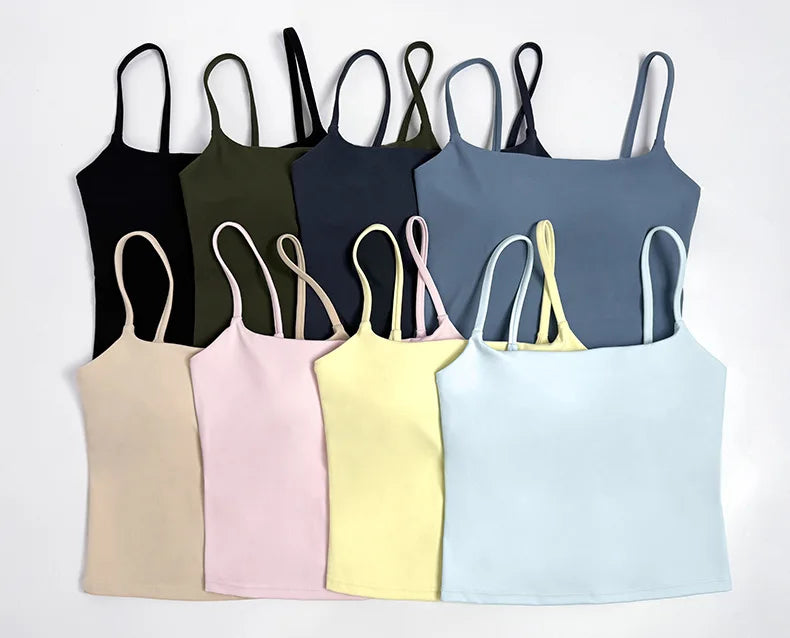 NCLAGEN Women’s Gym Tank Top with Built-In Bra
